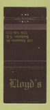 Matchbook Cover - Lloyd's Rochester NY restaurant 30 Strike