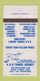 Matchbook Cover - K&K Travel Agency Paducah Dallas Texarkana  30 Strike