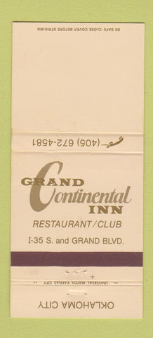 Matchbook Cover - Grand Continental Inn Oklahoma City OK 30 Strike