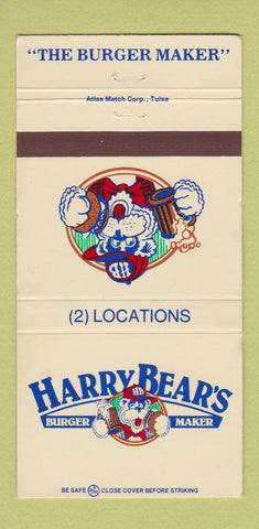 Matchbook Cover - Harry Bear's Burgers Oklahoma City OK WEAR 30 Strike