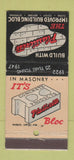 Matchbook Cover - Plasticrete Concrete Blocks 1947 Hamden CT 30 Strike