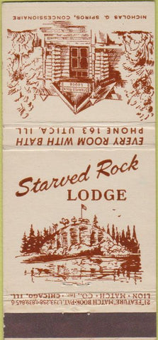 Matchbook Cover - Starved Rock Lodge Utica IL 21 Stick Feature