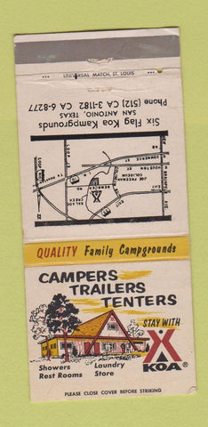 Matchbook Cover - KOA Camping Trailers San Antonio TX WEAR 30 Strike