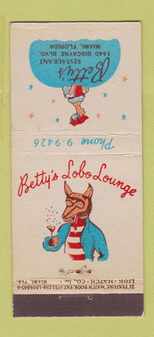 Matchbook Cover - Betty's Restaurant Miami FL girlie 21 Strike Feature