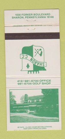 Matchbook Cover - Sharon Country Club PA 30 Strike