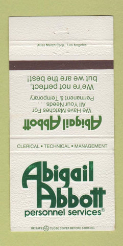 Matchbook Cover - Abigail Abbott Employment Fullerton CA 30 Strike