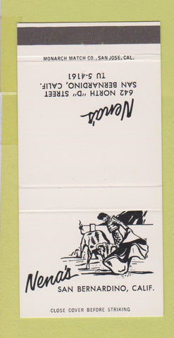 Matchbook Cover - Nena's San Bernardino CA matador 30 Strike