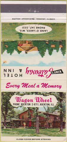 Matchbook Cover - Wagon Wheel Rockton IL Land O Lakes WI 30 Strike