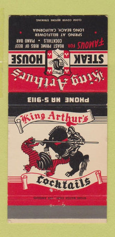 Matchbook Cover - King Arthur's Steak House Long Beach CA 30 Strike