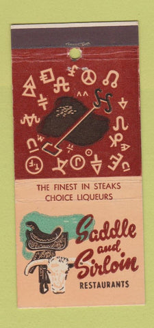 Matchbook Cover Saddle and Sirloin Studio City Bakersfield CA 21 Strike Feature