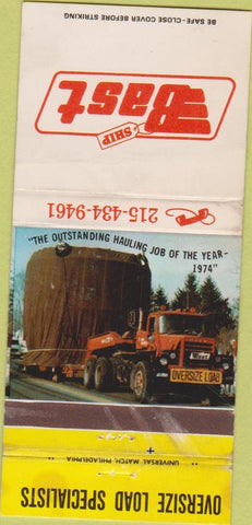 Matchbook Cover - Bast trucking oversize load Allentown PA WORN 30 Strike