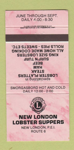 Matchbook Cover - New London Lobster PEI PE Lions Club 30 Strike