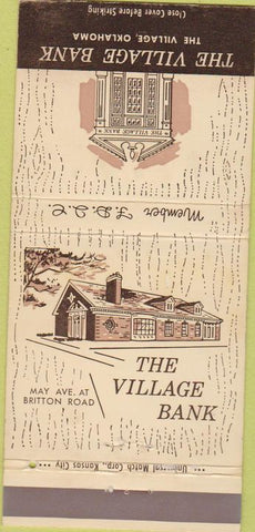 Matchbook Cover - Village Bank The Village Oklahoma OK 30 Strike