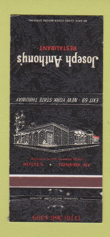 Matchbook Cover - Joseph Anthony's Restaurant Dunkirk NY 30 Strike