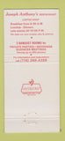 Matchbook Cover - Joseph Anthony's Restaurant Dunkirk NY 30 Strike