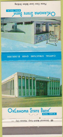 Matchbook Cover - Oklahoma State Bank Ada OK 30 Strike