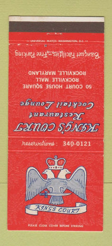 Matchbook Cover - King's Court Restaurant Rockville MD 30 Strike