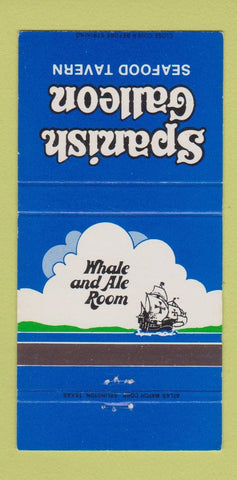 Matchbook Cover - Spanish Galleon Dallas Houston San Antonio TX 30 Strike