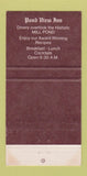 Matchbook Cover - Pond View Inn Long Grove IL 30 Strike