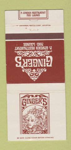 Matchbook Cover - Ginger's Restaurant Hilton Houston TX girlie 30 Strike