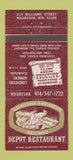 Matchbook Cover - Depot Restaurant Waukesha WI 30 Strike