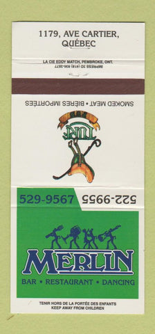 Matchbook Cover - Merlin Bar Restaurant Turf Pub QC Quebec 30 Strike