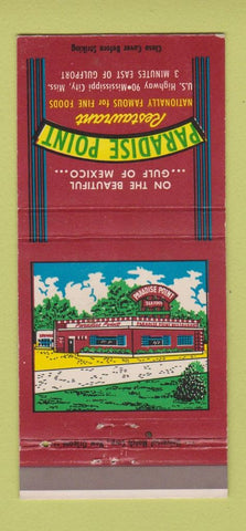 Matchbook Cover - Paradise Point Restuarant Mississippi City MS 30 Strike