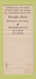 Matchbook Cover - Paradise Point Restuarant Mississippi City MS 30 Strike