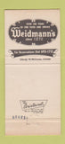 Matchbook Cover - Weidmann's Restaurant Meridian MS 30 Strike