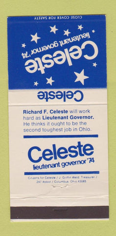 Matchbook Cover - Richard Celeste Lieutenant Governor 1974 OH Ohio 30 Strike