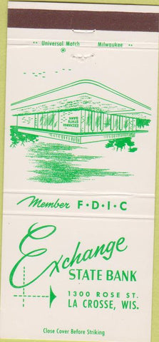 Matchbook Cover - Exchange State Bank La Crosse WI 30 Strike