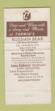 Matchbook Cover - Russian Bear New York City 30 Strike