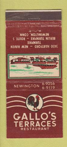 Matchbook Cover - Gallo's Terraces Hartford Newington CT WEAR  21 Strike Feature