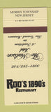 Matchbook Cover - Rod's 1980's Restaurant Morris Township NJ 30 Strike