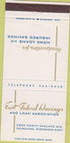 Matchbook Cover - East Federal Savings Loan Milwaukee WI 30 Strike