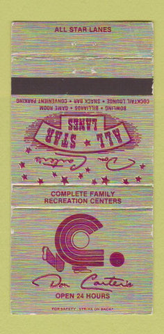 Matchbook Cover - Don Carter's Bowling Dallas TX Fort Worth WEAR 30 Strike