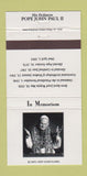 Matchbook Cover - Pope John Paul II Memorial Catholic 30 Strike