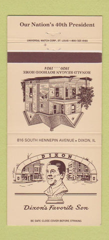 Matchbook Cover - Dixon National Bank IL Ronald Reagan 30 Strike