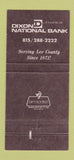 Matchbook Cover - Dixon National Bank IL Ronald Reagan 30 Strike