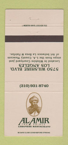 Matchbook Cover - Al Amir Lebanese Restaurant Los Angeles CA 30 Strike