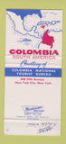 Matchbook Cover - Colombia Tourism girlie 30 Strike