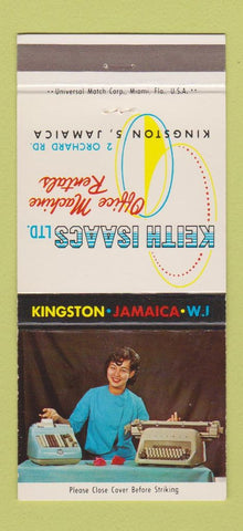 Matchbook Cover - Keith Issacs Office Machine Kingston Jamaica girlie 30 Strike