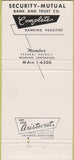Matchbook Cover - Security Mutual Bank St Louis MO 30 Strike