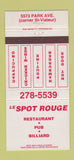 Matchbook Cover - Le Spot Rouge Restaurnt Billiards QC 30 Strike