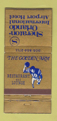 Matchbook Cover - Johnny Unitas Colts Football Sheraton Orlando FL  30 Strike