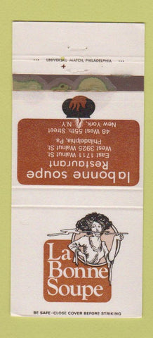 Matchbook Cover - La Bonne Soupe Philadelphia New York City WORN 30 Strike