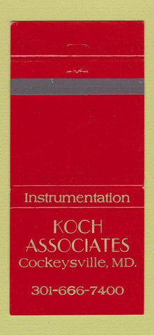 Matchbook Cover - Koch Associaties Cockeysville MD 30 Strike