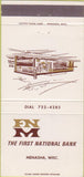 Matchbook Cover - First National Bank Menasha WI 30 Strike