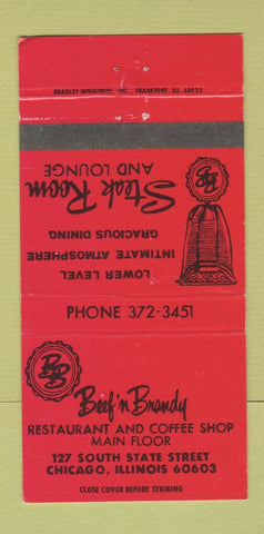 Matchbook Cover - Beef n Brandy Restaurant Chicago IL 30 Strike