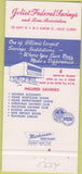 Matchbook Cover - Joliet Federal Savings Joliet IL 30 Strike